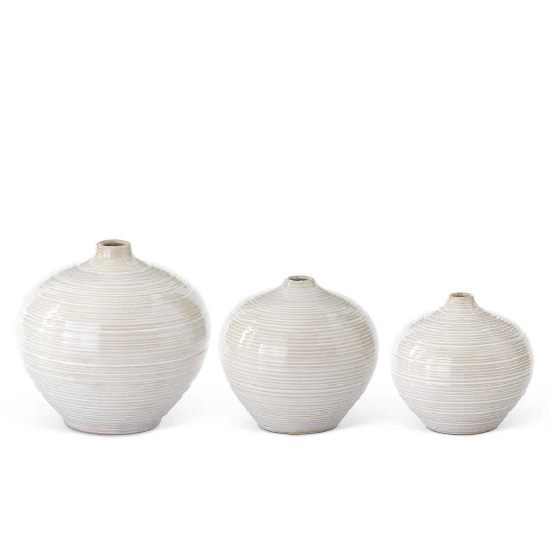 K & K Interiors Tan & White Striped Ceramic Bud Vase - 5"