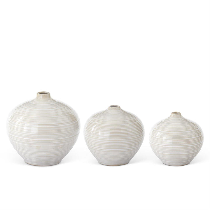 K & K Interiors Tan & White Striped Ceramic Bud Vase - 5"