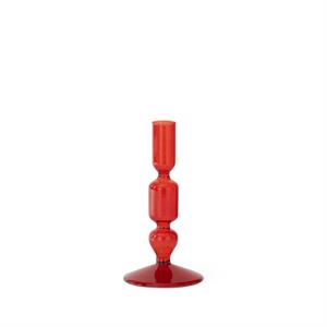K & K Interiors Handcrafted Red Glass Modern Taper Candleholder - 6.5"