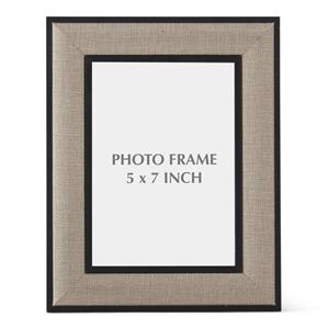 K & K Interiors Black Wood & Linen Photo Frame - 9.75"
