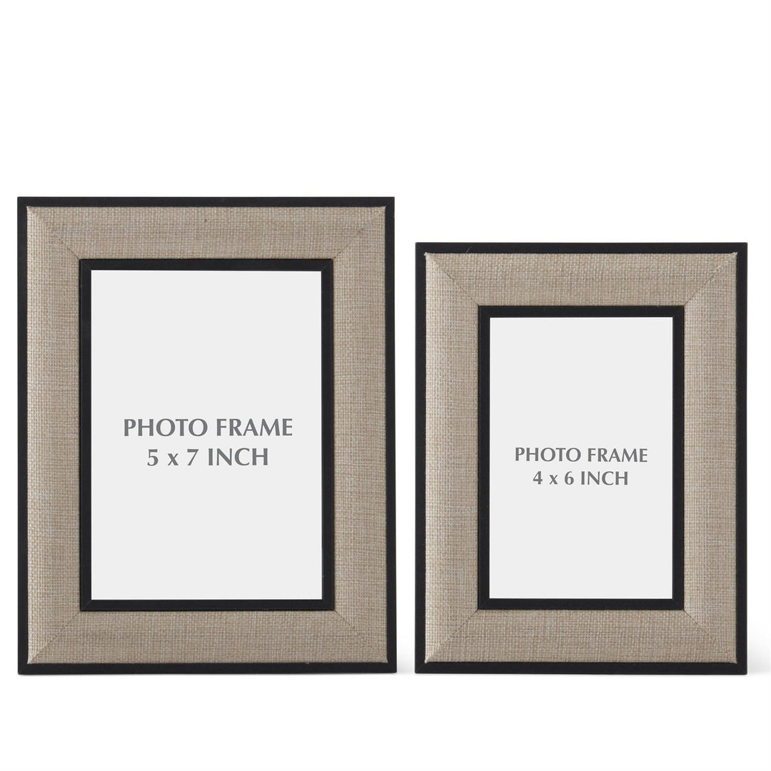 K & K Interiors Black Wood & Linen Photo Frame - 9.75"