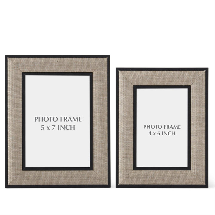 K & K Interiors Black Wood & Linen Photo Frame - 9.75"