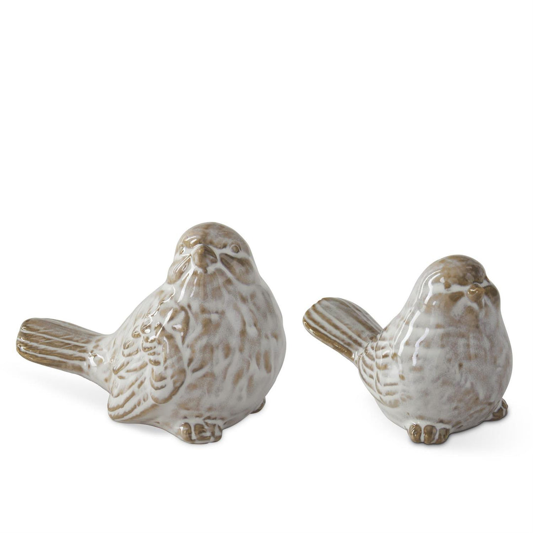 K & K Interiors Cream & Taupe Glazed Ceramic Bird - 2.75" Style 2