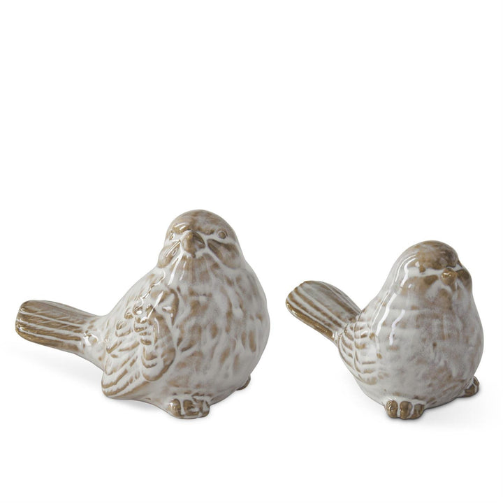 K & K Interiors Cream & Taupe Glazed Ceramic Bird - 2.75" Style 2