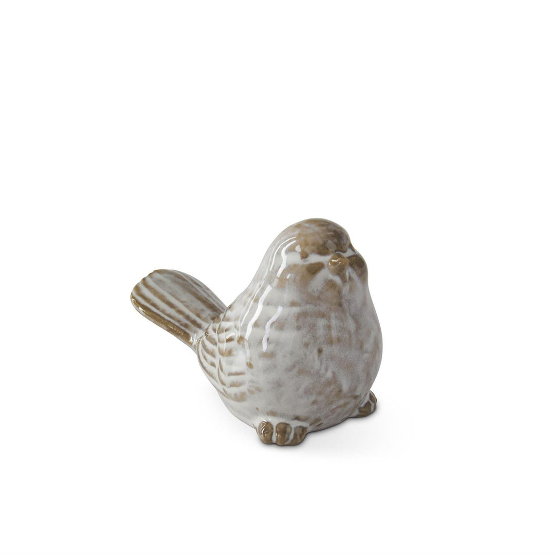 K & K Interiors Cream & Taupe Glazed Ceramic Bird - 2.75" Style 2