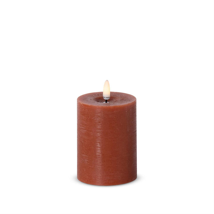 K & K Interiors Rust ON/OFF Touch LED Pillar Candle w/Timer - 4"x3"