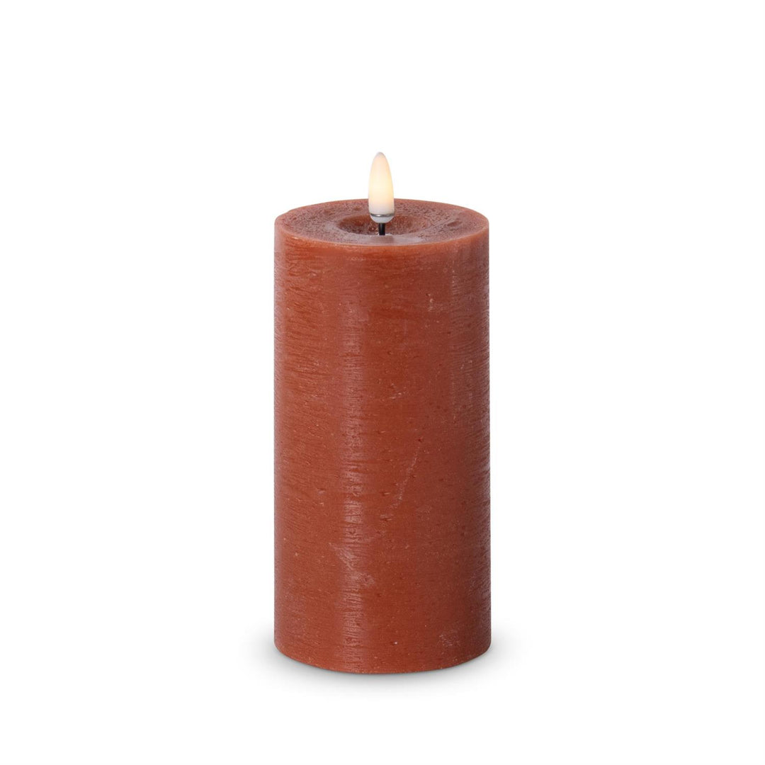 K & K Interiors Rust ON/OFF Touch LED Pillar Candle w/Timer - 6"x3"