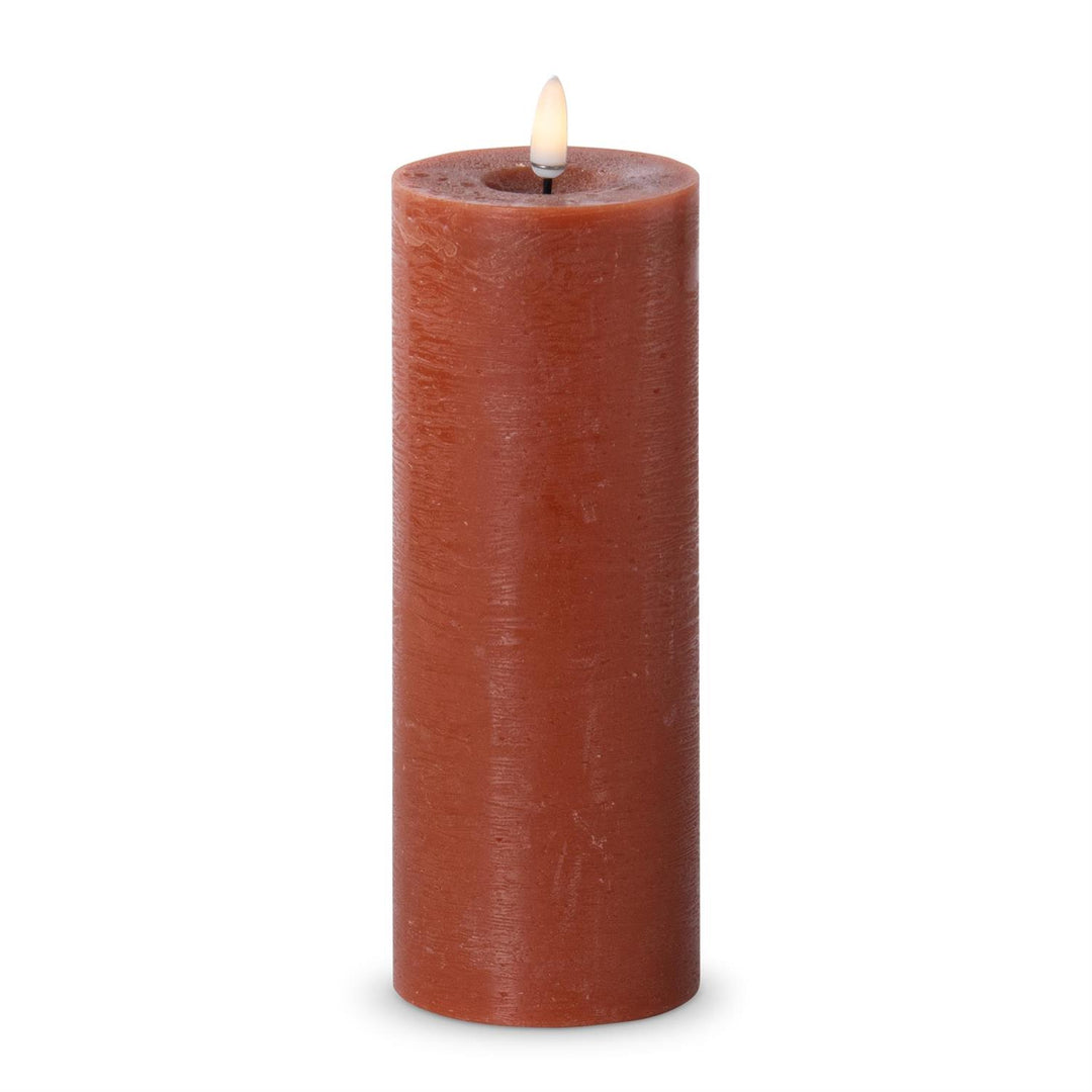 K & K Interiors Rust ON/OFF Touch LED Pillar Candle w/Timer - 8"x3"