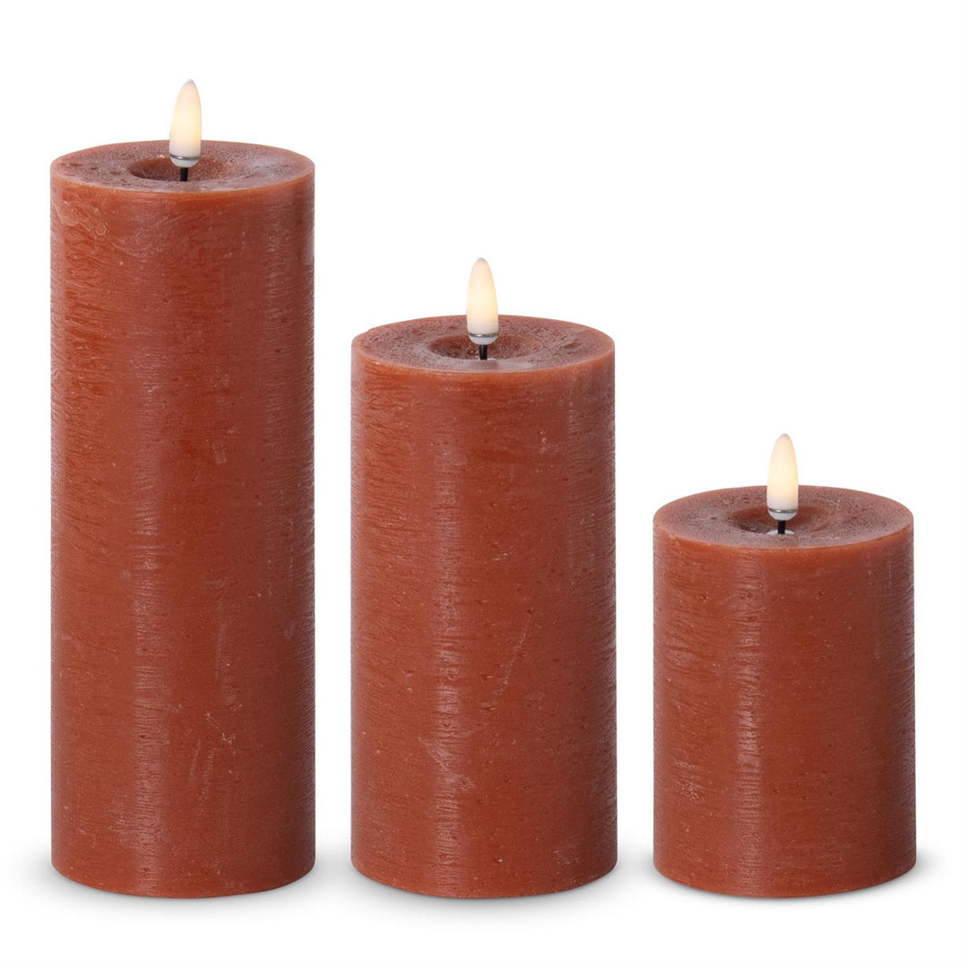 K & K Interiors Rust ON/OFF Touch LED Pillar Candle w/Timer - 4"x3"