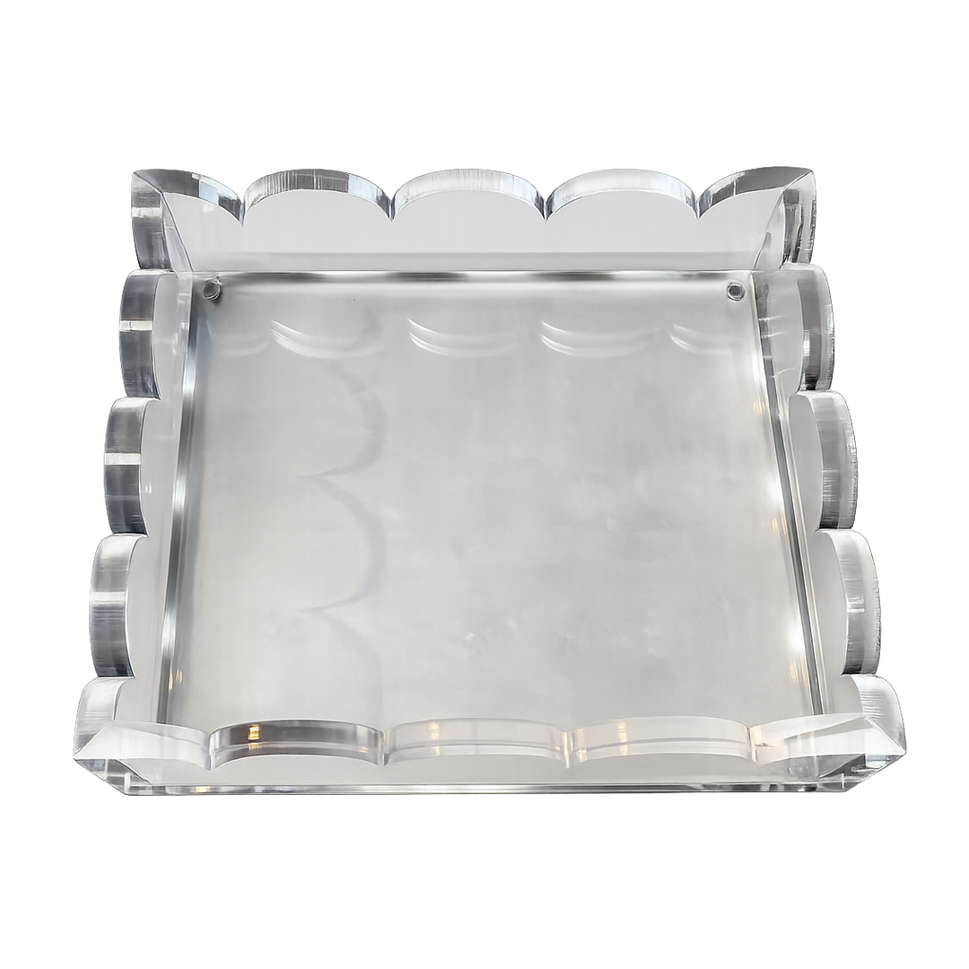 Scallop Acrylic Tray 6 x 6 - White Pearl