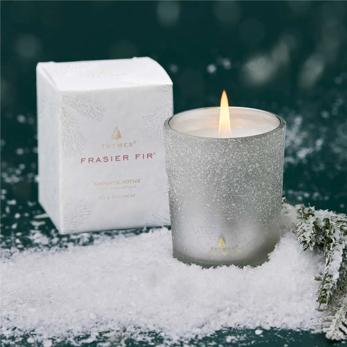 Thymes Flocked Poured Candle - Frasier Fir 2 oz net wt / 60 g