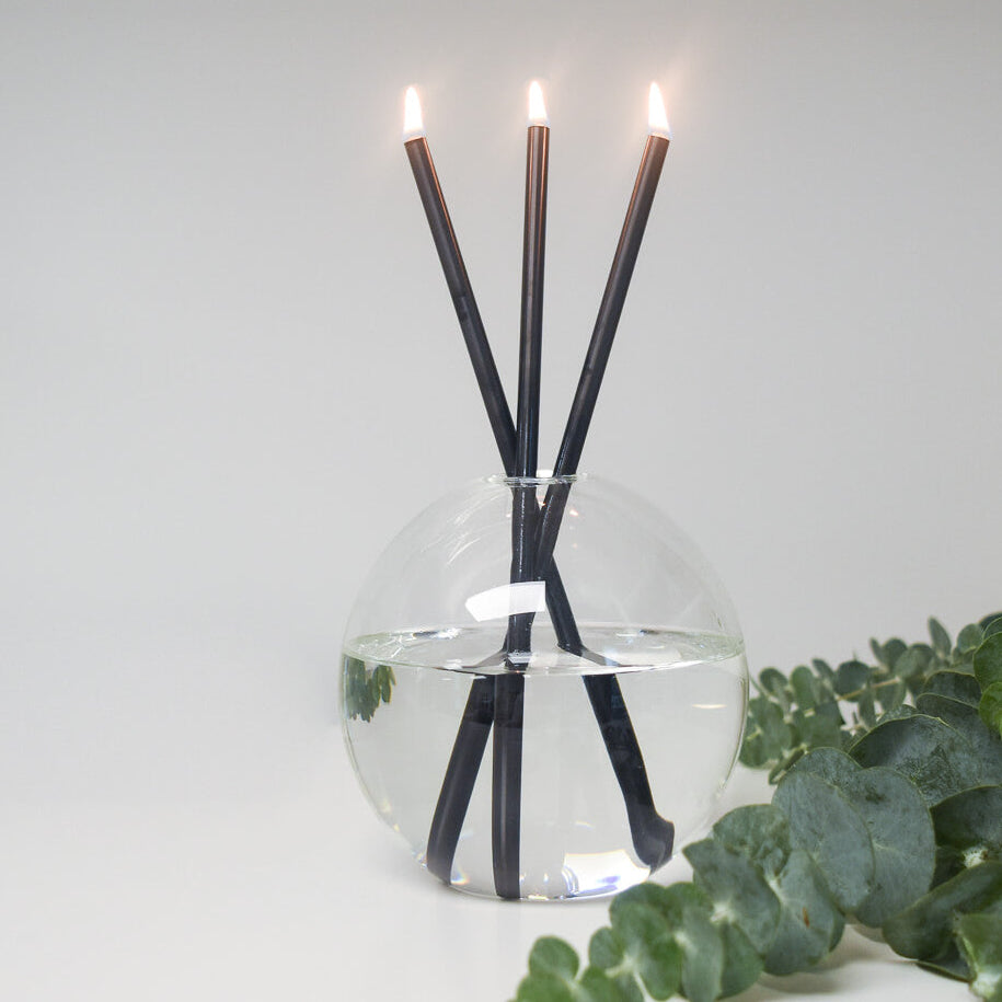Everlasting Candle Neva Vase Set w/Black Candles & Oil