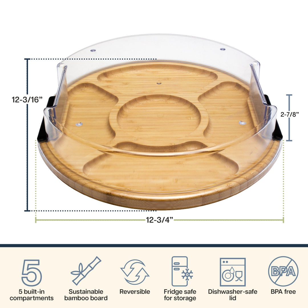 Totally Bamboo Flip, Serve & Store® Round Charcuterie Board with Locking Lid