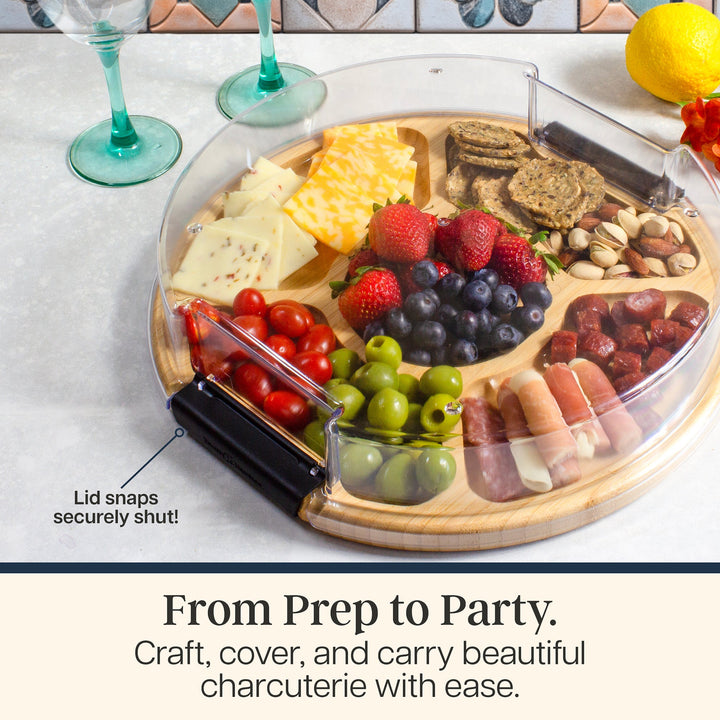 Totally Bamboo Flip, Serve & Store® Round Charcuterie Board with Locking Lid