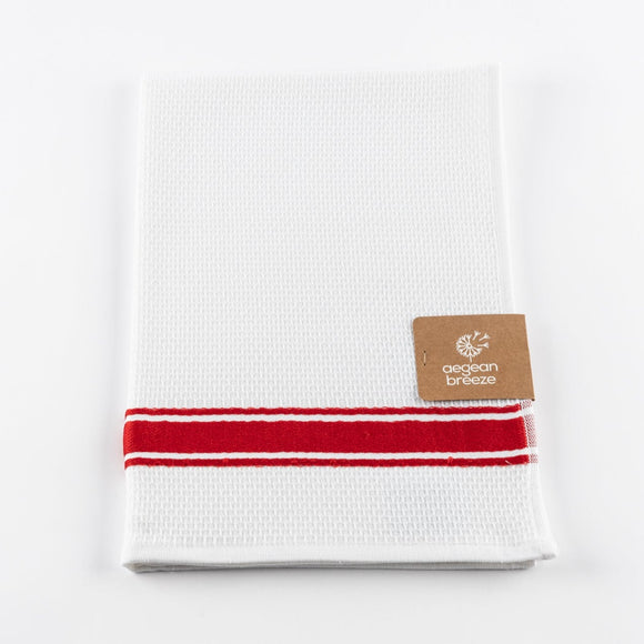 Coccinella Stripe Kitchen Towel - White/Red