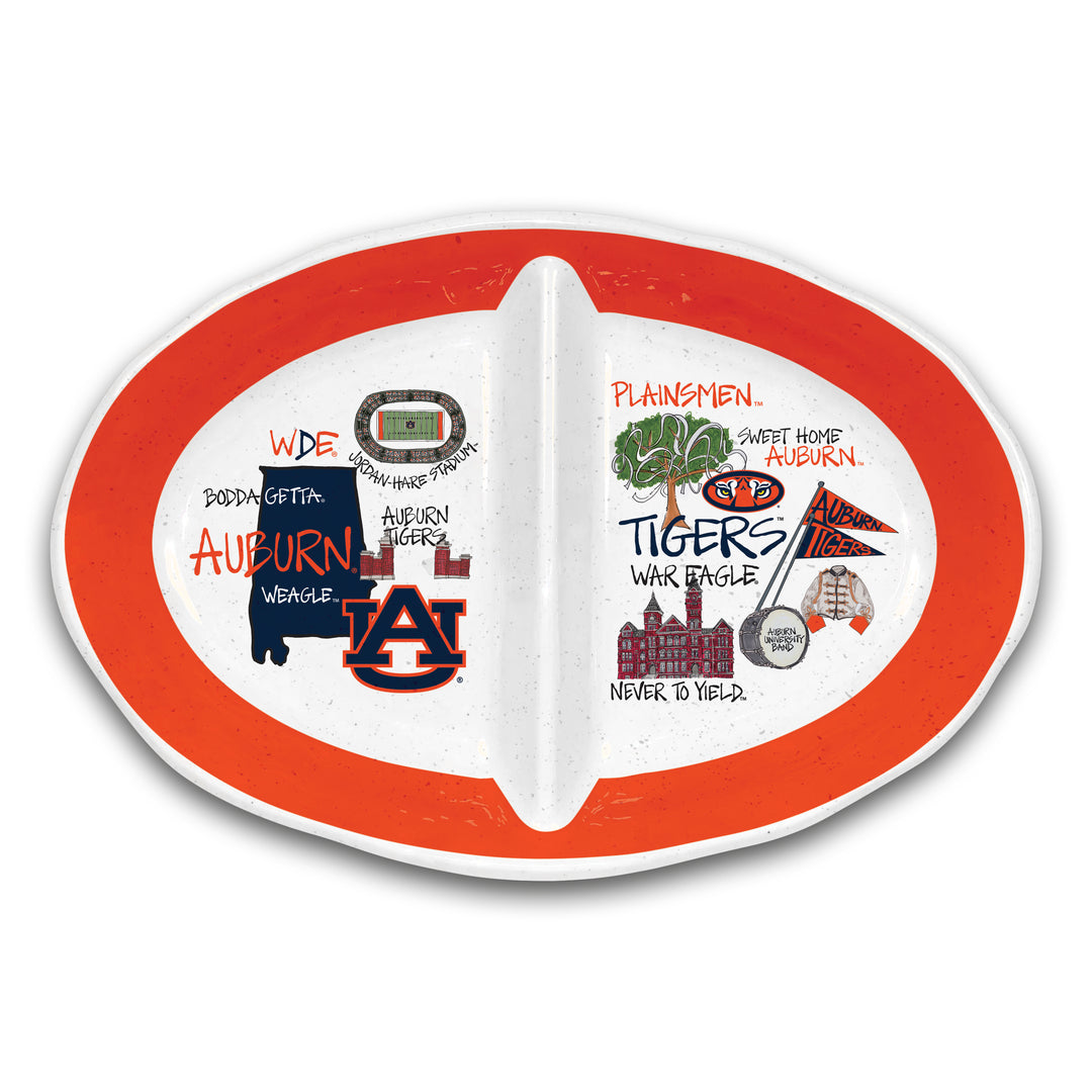 Magnolia Lane Two-Section Melamine Platter - Auburn