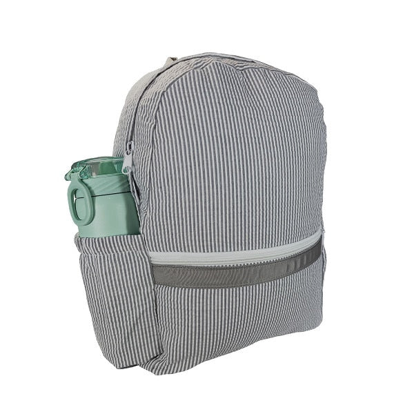 Mint Medium Backpack w/Pocket - Grey Seersucker