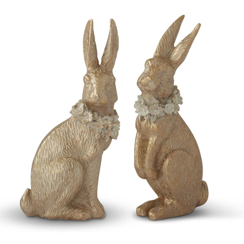 K & K Interiors Gold Resin Easter Bunny - 7.5" Style 1