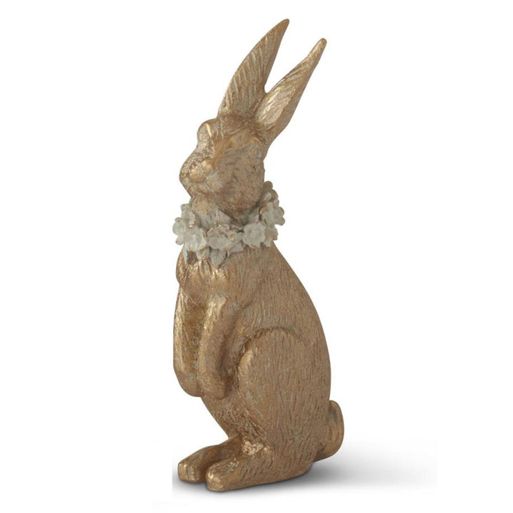 K & K Interiors Gold Resin Easter Bunny - 7.5" Style 2