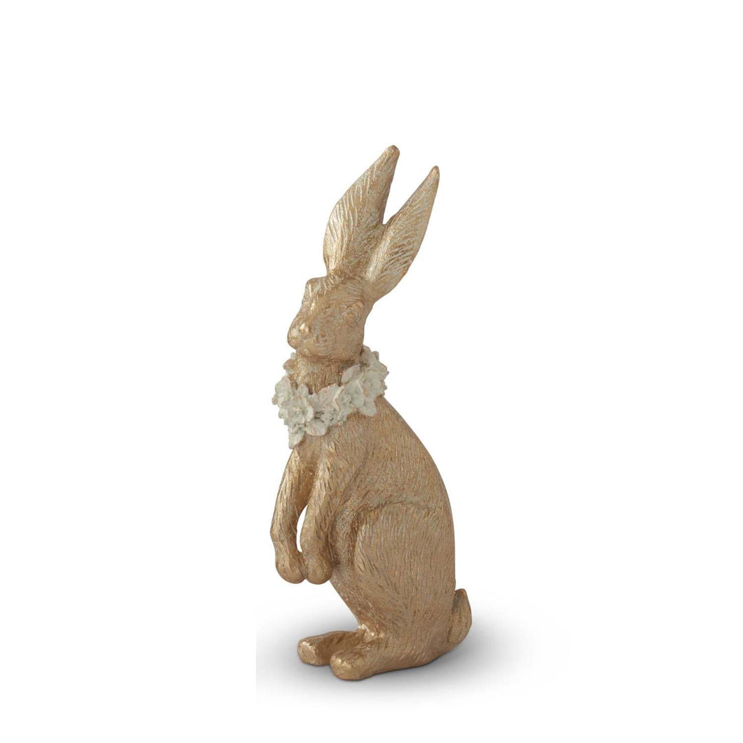 K & K Interiors Gold Resin Easter Bunny - 13.75"
