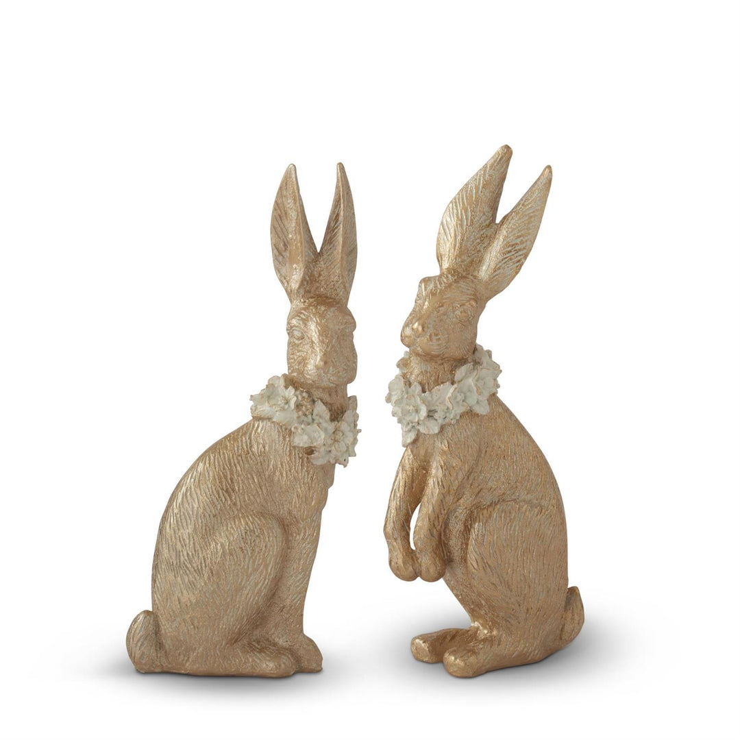 K & K Interiors Gold Resin Easter Bunny - 13.75"