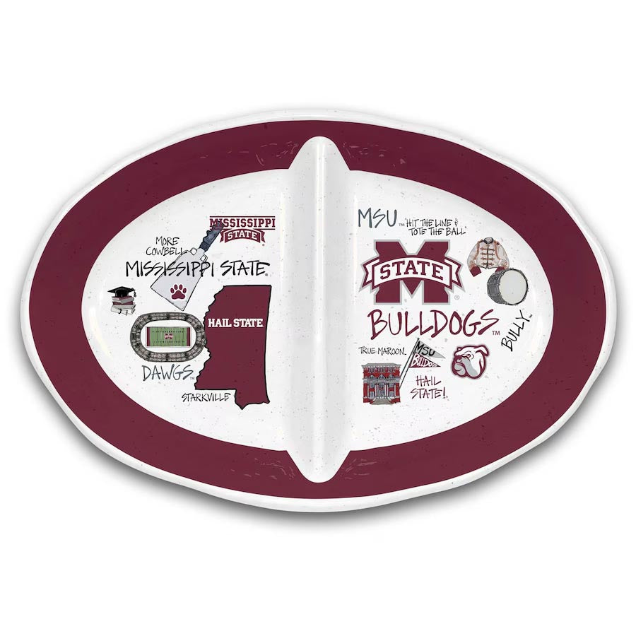 Magnolia Lane Two-Section Melamine Platter - Mississippi State