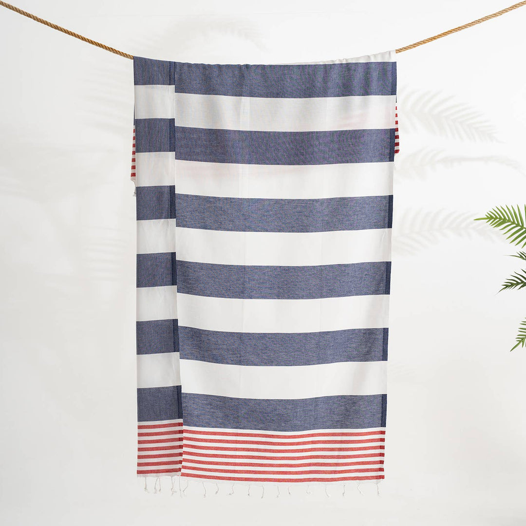 Kikoya Beach Towels Light Weight Corporate Gift Bachelorette Bridal - Navy/Red