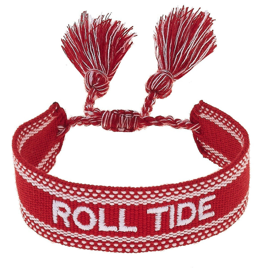 Canvas Woven Tassel Bracelet - Alabama Crimson Tide