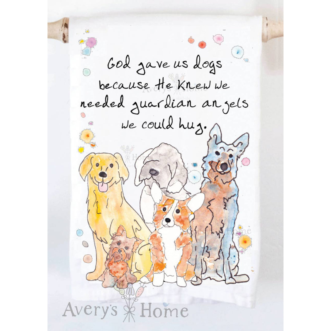 Avery's Home Dogs Are Guardian Angels Kitchen Towel