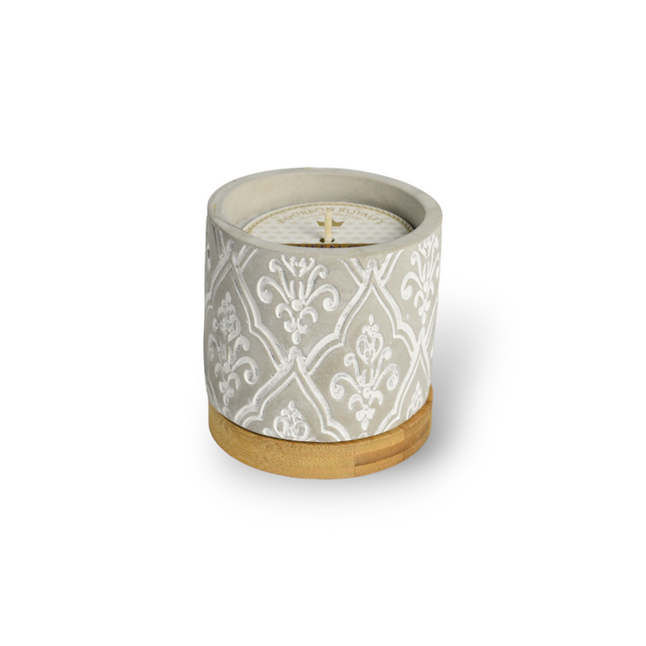 Bourbon Royalty 3oz Damask Stone Candle - Orleans Tea