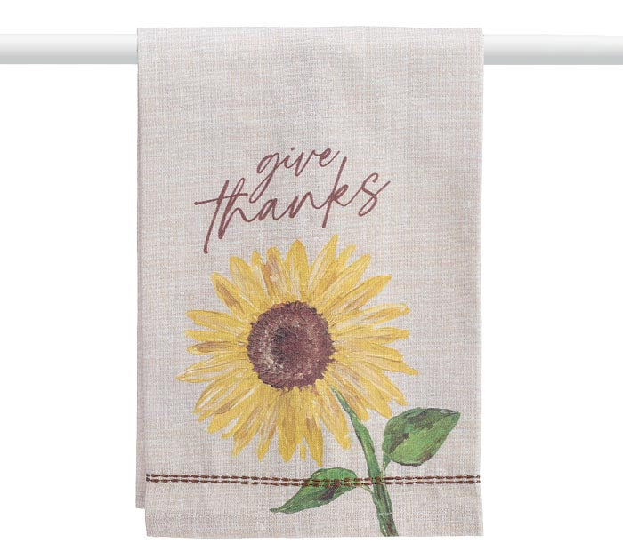 Burton & Burton Tea Towel - Sunflower with Give Thanks