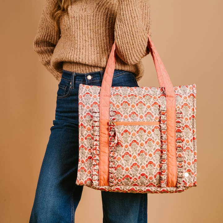 The Darling Effect The Everyday Quilted Tote Bag - Everbloom Dusty Rose