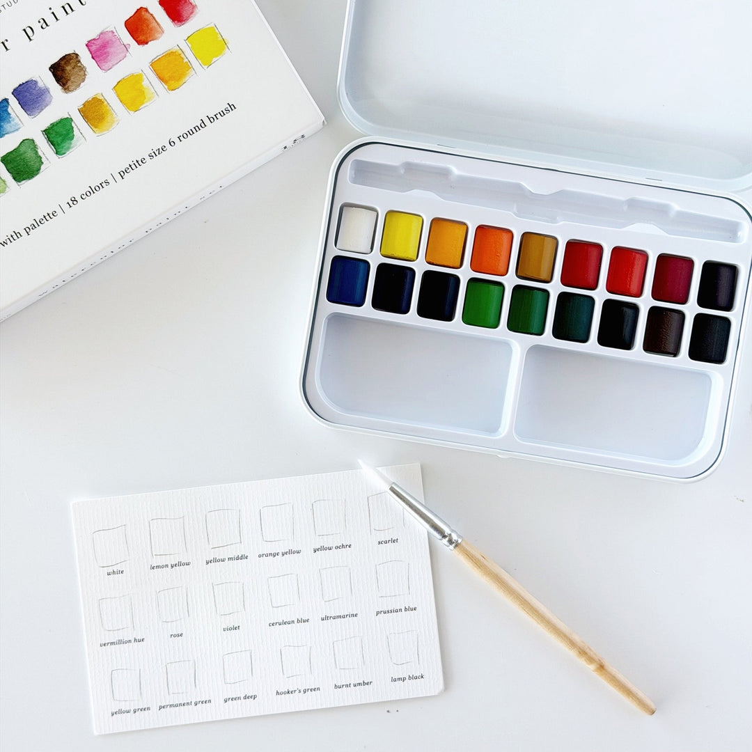 Emily Lex Watercolor Paint Set 18 Colors with Brush