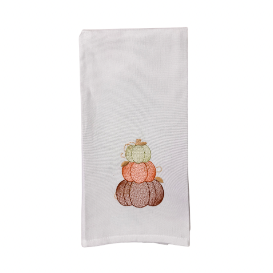 Hanging By A Thread Wheat Towel - 3 Stacked Pumpkins