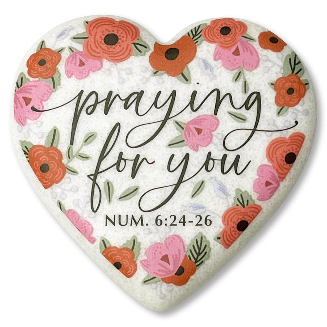 Cottage Garden Tabletop Heart Stone Floral Praying For You
