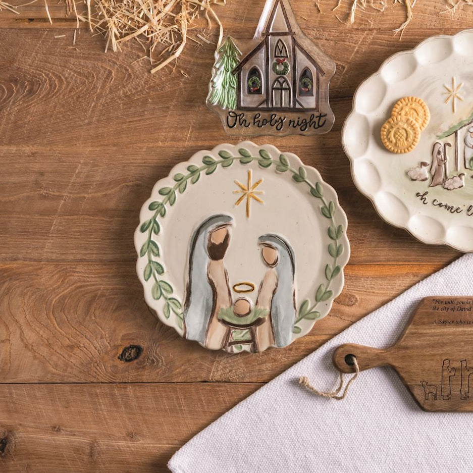 Mud Pie Nativity Round Platter
