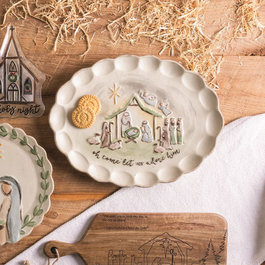 Mud Pie Nativity Oval Platter