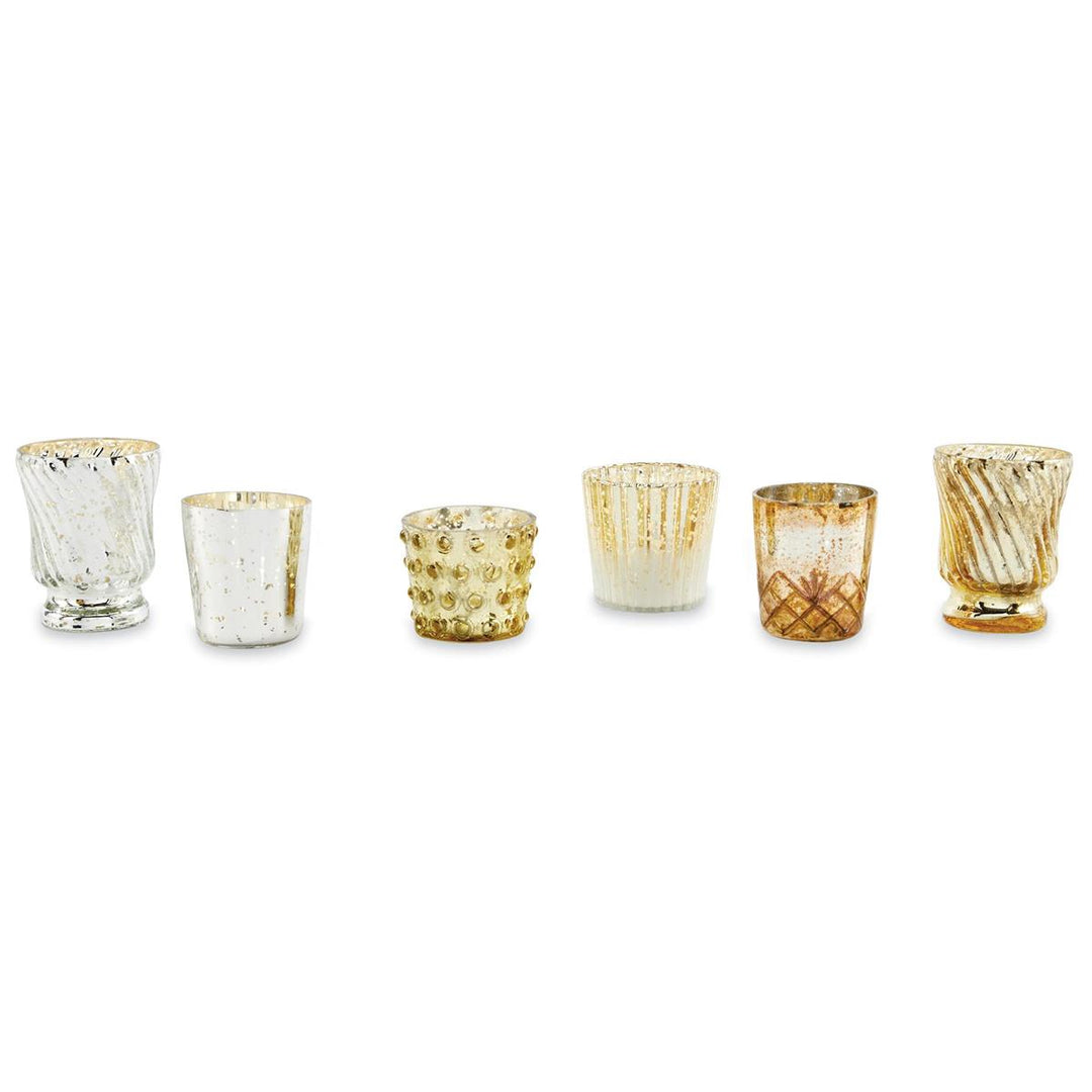 Mud Pie Mercury Votive - Gold w/Lines