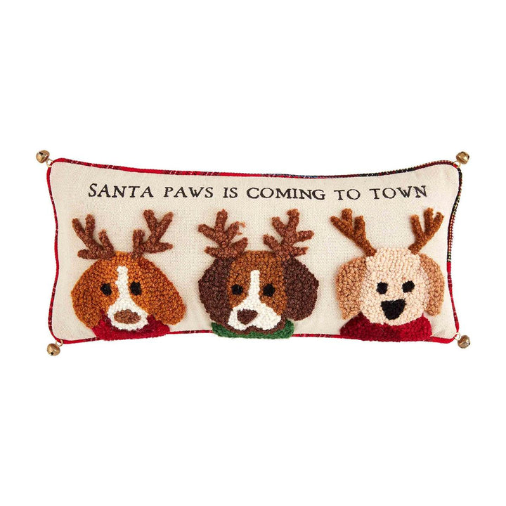 Mud Pie Santa Paws Dog Hooked Pillow