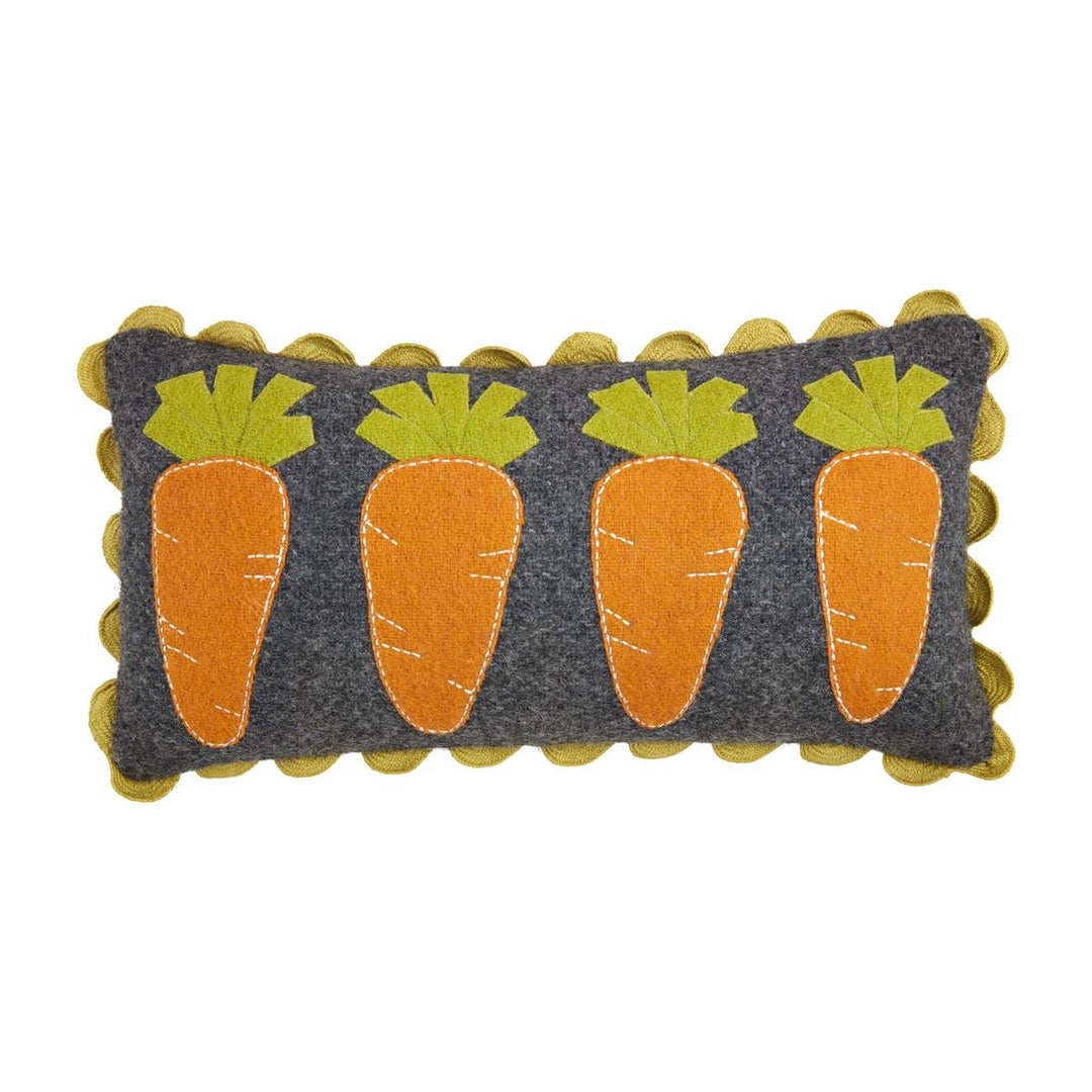 Mud Pie Spring Felted Pillow - Carrot Mini