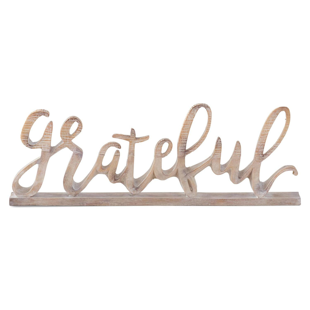 K & K Interiors Tan Resin Wood Grain Tabletop Cutout - Grateful