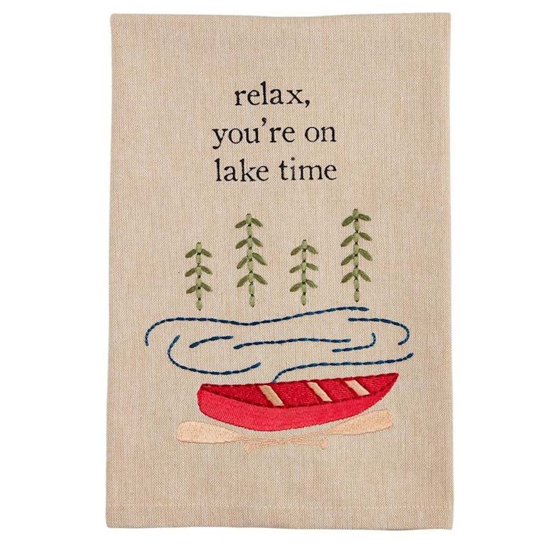 Mud Pie Lake Embroidery Towel - Relax