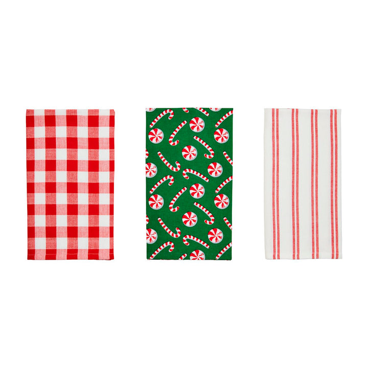 Mud Pie Mint Christmas House Set of 3 towels