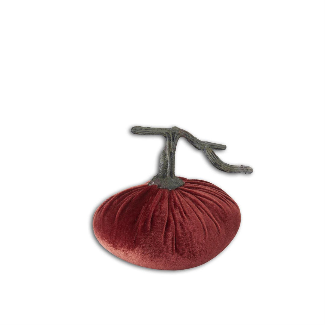 K & K Interiors Rust Velvet Stuffed Pumpkin - 5.25"