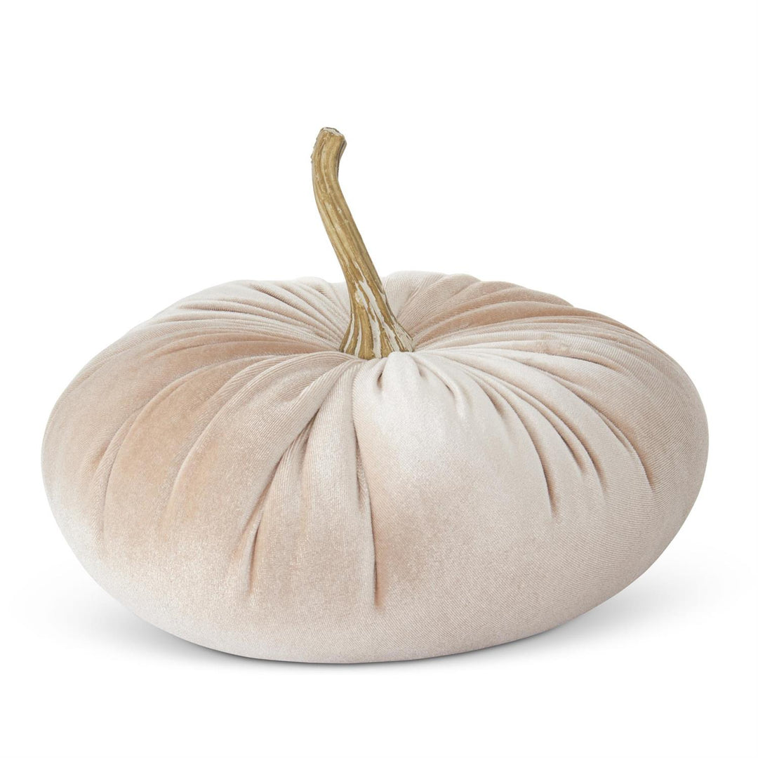 K & K Interiors Cream Velvet Stuffed Pumpkin - 6.25"