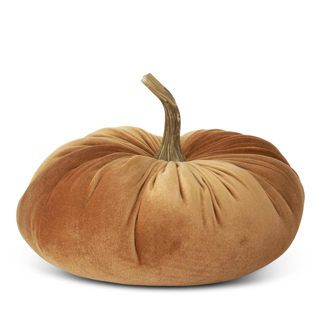 K & K Interiors Orange Velvet Stuffed Pumpkin - 6.25"