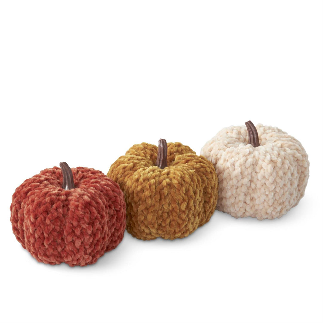 K & K Interiors Assorted Velvet Knit Pumpkins