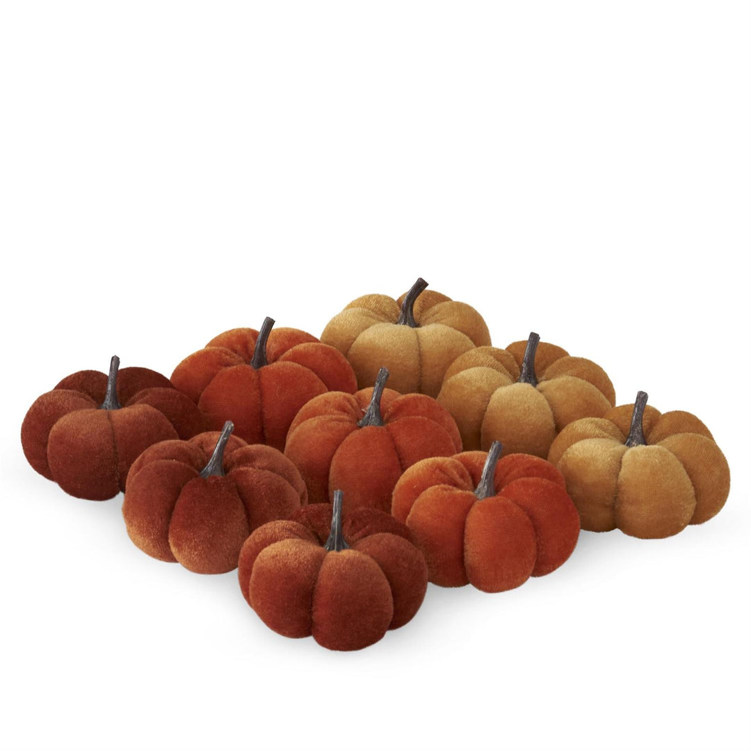 K & K Interiors Assorted 2 Inch Tan Rust & Orange Velvet Filler Pumpkin
