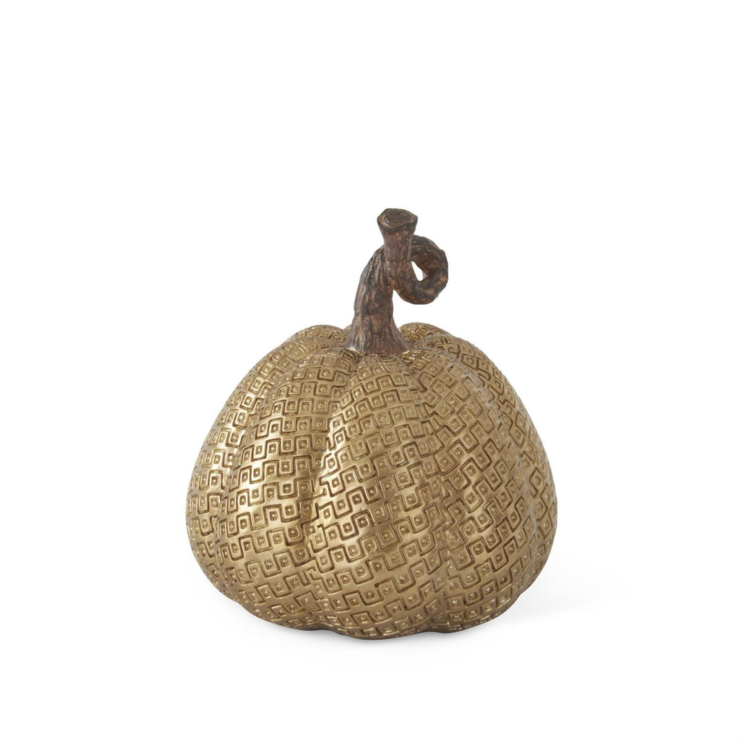 K & K Interiors Gold Resin Maze Embossed Pumpkin - 5.25"