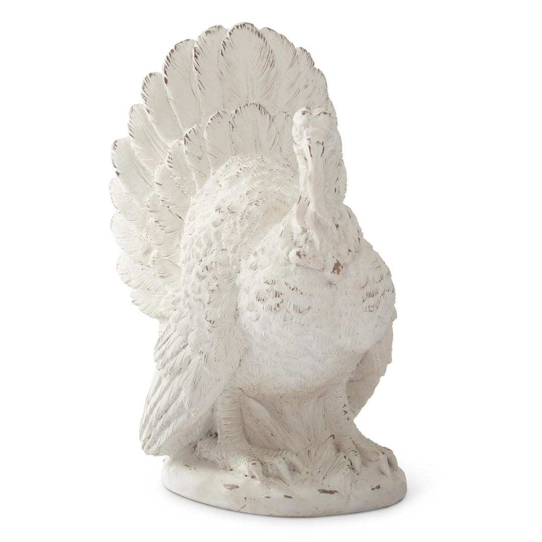 K & K Interiors Whitewashed Resin Turkey